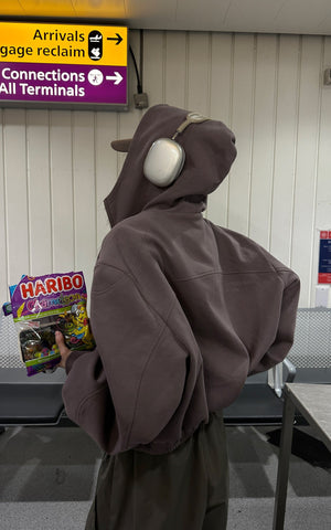 Zipped Hooded Sweatshirt Jacket