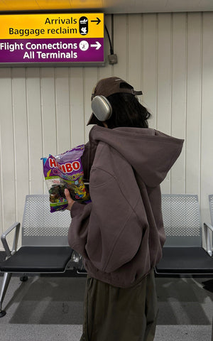 Zipped Hooded Sweatshirt Jacket