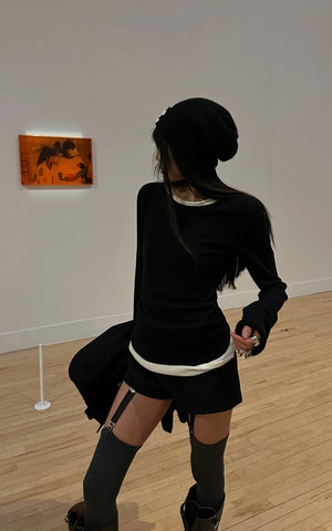 Black High-Waist Utility Shorts