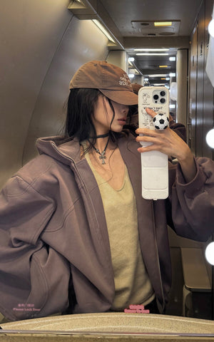 Zipped Hooded Sweatshirt Jacket