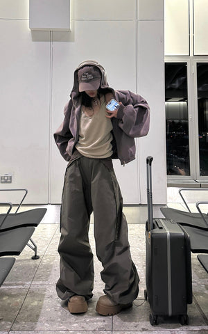 Paratrooper Draped Wide-Leg Pants