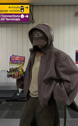 Zipped Hooded Sweatshirt Jacket