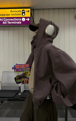Zipped Hooded Sweatshirt Jacket