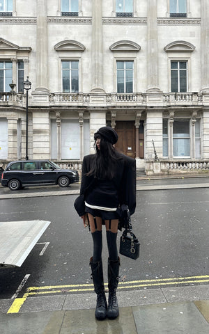 Black High-Waist Utility Shorts