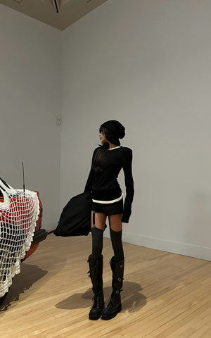 Black High-Waist Utility Shorts