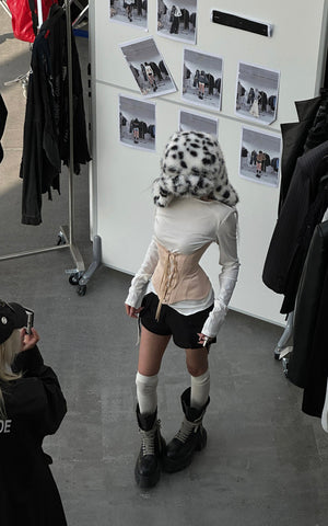 Long-Sleeve T-Shirt Tied-Waist Corset Set