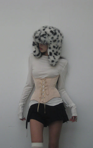 Long-Sleeve T-Shirt Tied-Waist Corset Set