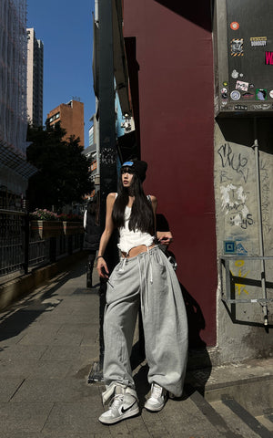 Drawstring Casual Wide-Leg Sweatpants