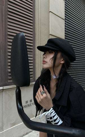 Cuffed Drawstring Sleeve Jacket