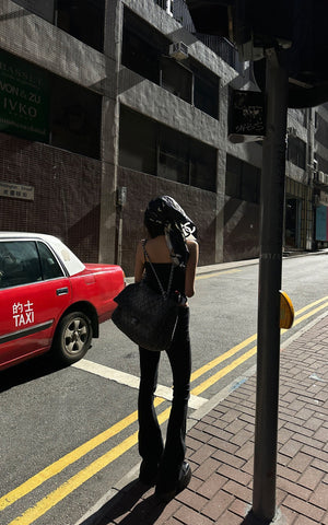 Low-Waist Flared Pants & Cropped Camisole Set
