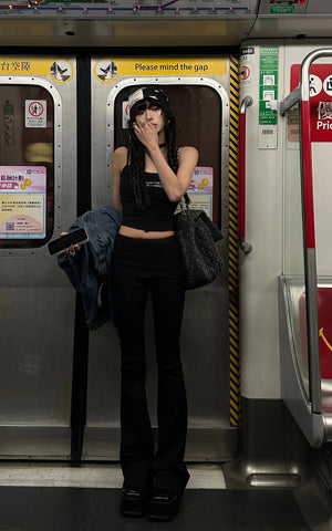 Low-Waist Flared Pants & Cropped Camisole Set