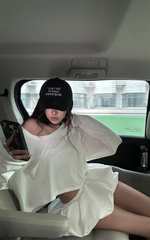 Off-Shoulder Cropped Long Sleeve T-Shirt