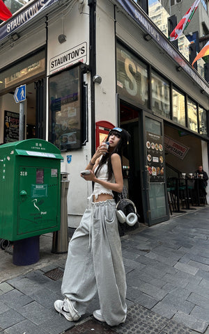 Drawstring Casual Wide-Leg Sweatpants