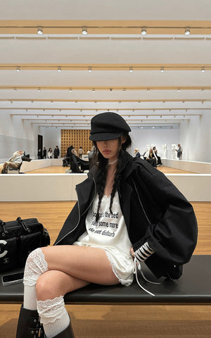 Cuffed Drawstring Sleeve Jacket