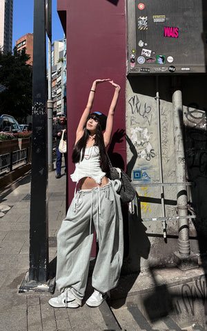 Drawstring Casual Wide-Leg Sweatpants