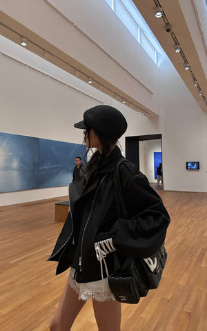 Cuffed Drawstring Sleeve Jacket