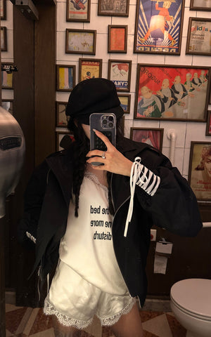 Cuffed Drawstring Sleeve Jacket