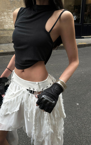 Asymmetrical Strap Cropped Tank Top