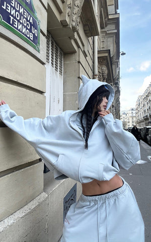 Grey-Blue Hoodie Sweatpants Set