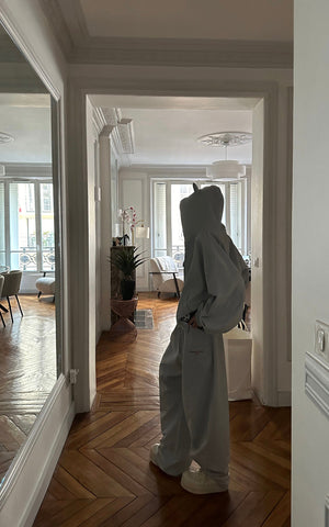 Grey-Blue Hoodie Sweatpants Set