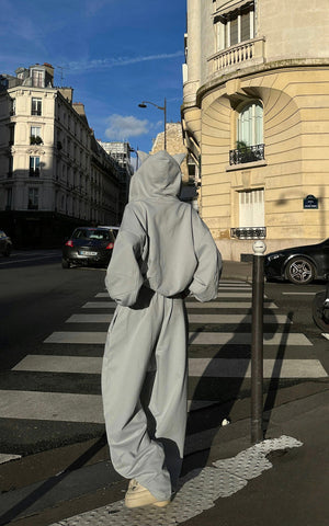 Grey-Blue Hoodie Sweatpants Set