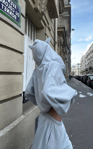 Grey-Blue Hoodie Sweatpants Set