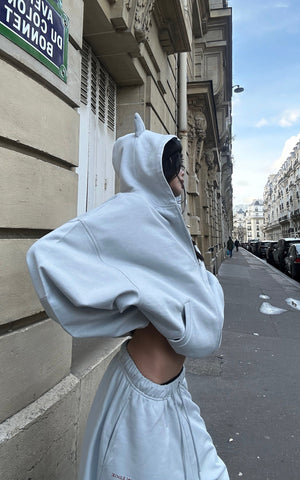 Grey-Blue Hoodie Sweatpants Set