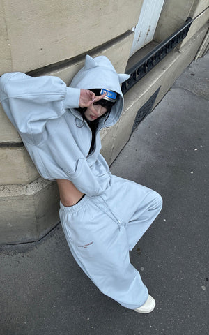 Grey-Blue Hoodie Sweatpants Set