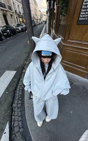 Grey-Blue Hoodie Sweatpants Set