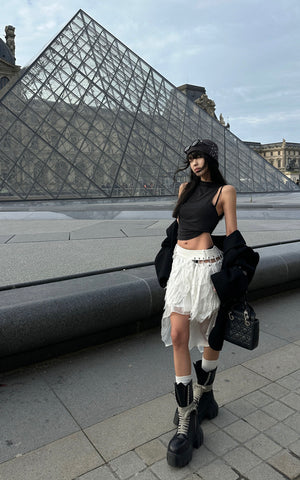 Deconstructed Feather Fringe Skirt
