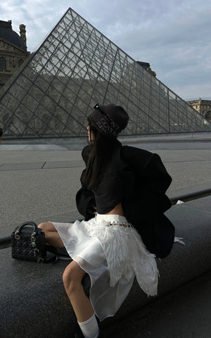 Deconstructed Feather Fringe Skirt