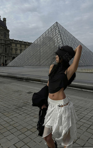 Asymmetrical Strap Cropped Tank Top