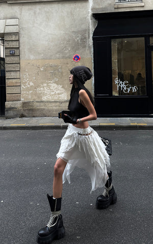 Deconstructed Feather Fringe Skirt