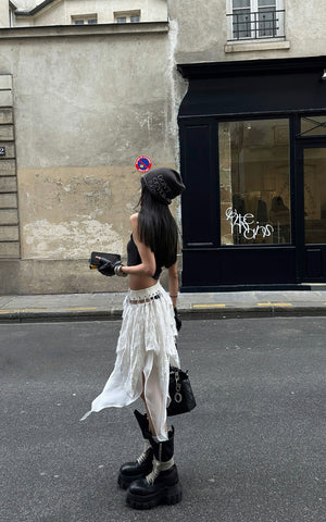 Deconstructed Feather Fringe Skirt