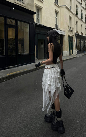 Deconstructed Feather Fringe Skirt