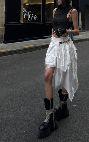 Deconstructed Feather Fringe Skirt