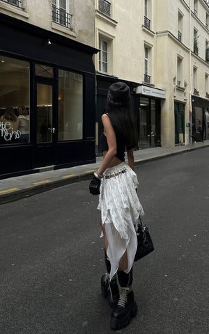 Deconstructed Feather Fringe Skirt