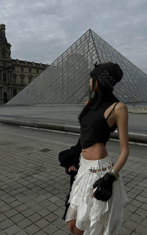 Deconstructed Feather Fringe Skirt