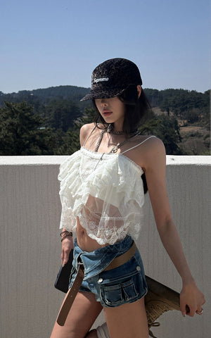 Layered Lace Mesh Cami Top