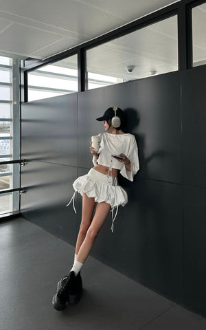 Ruched Bubble Mini Skirt