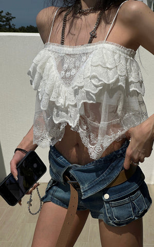 Layered Lace Mesh Cami Top