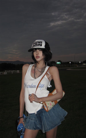 Ribbed Cotton Slim Racer Tank Top