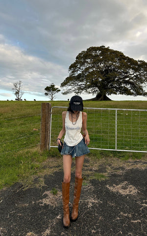 Pleated Ultra Mini Denim Skirt