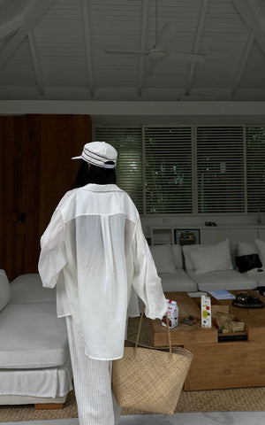 Relaxed-Fit Sheer White Shirt with Patch Pocket