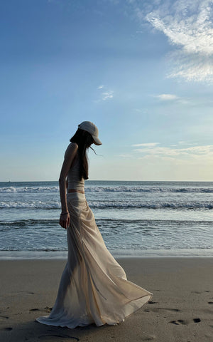 Asymmetric Drape Midi Skirt