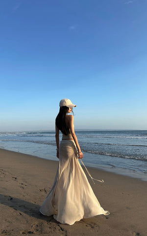 Asymmetric Drape Midi Skirt