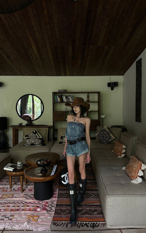 Strapless Denim Utility Romper