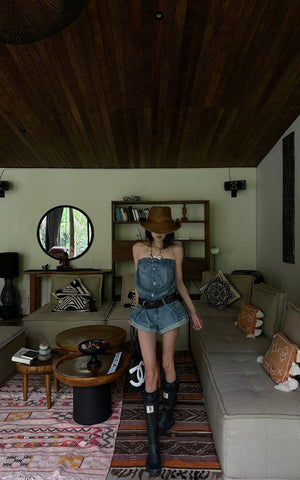 Strapless Denim Utility Romper