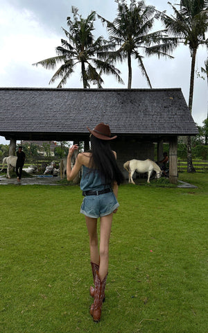 Strapless Denim Utility Romper
