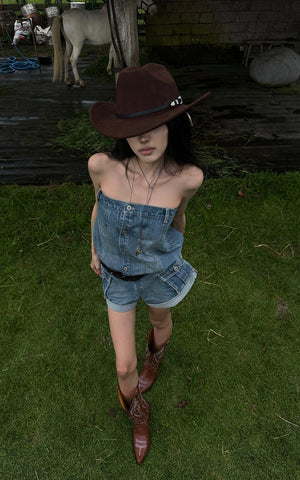 Strapless Denim Utility Romper